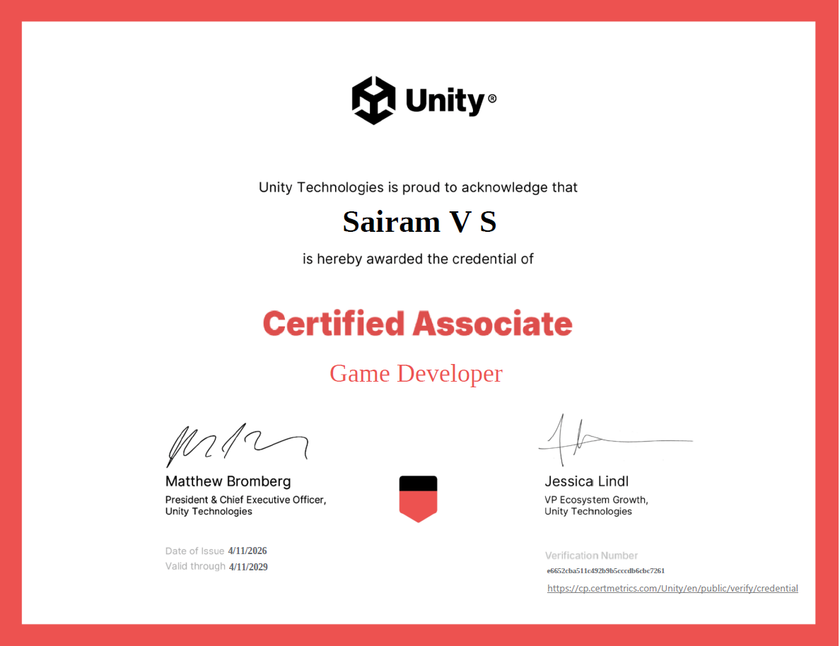 Unity Certified Associate Game Developer